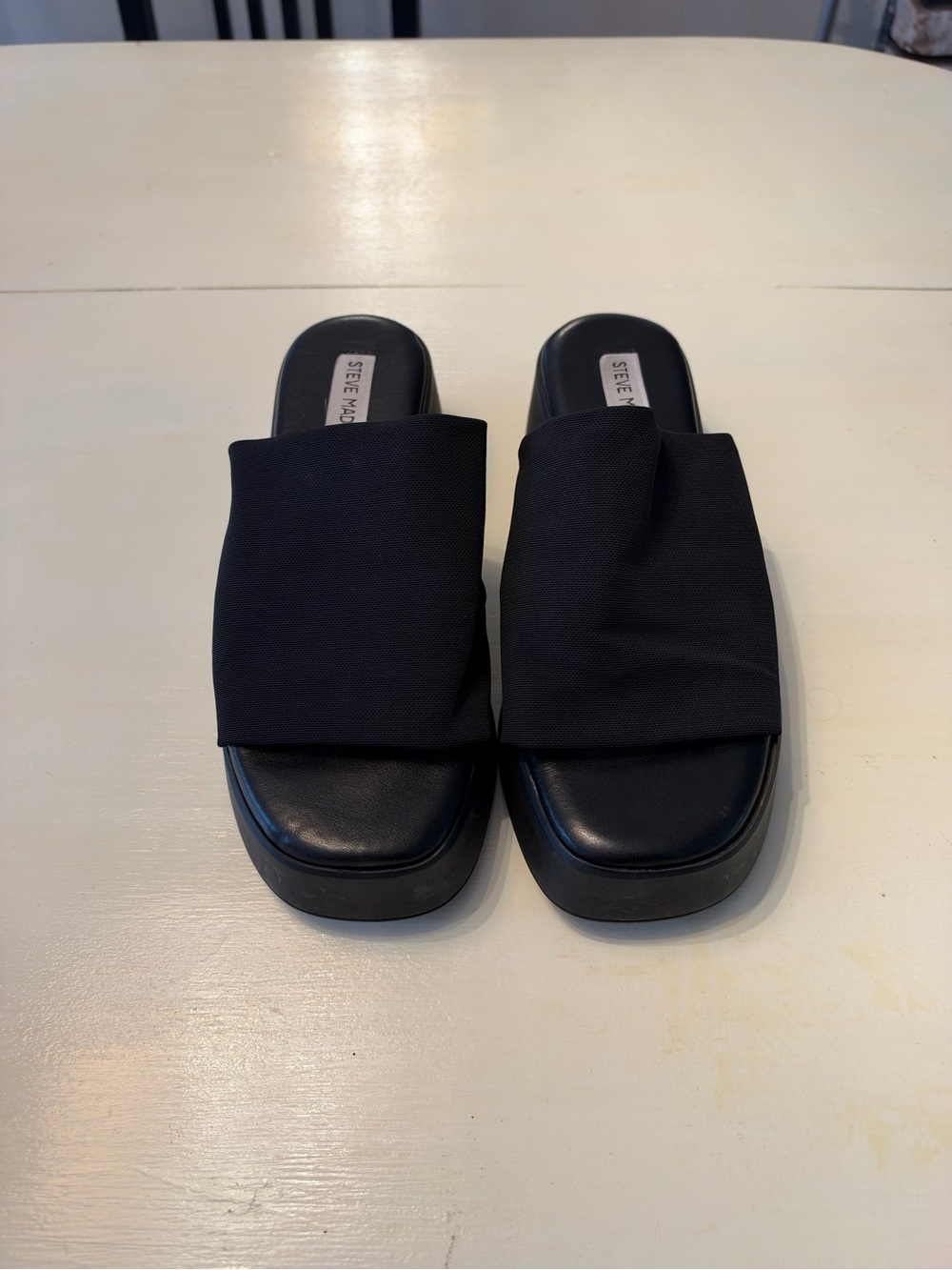Steve Madden Black Wide-Band Slide Mules